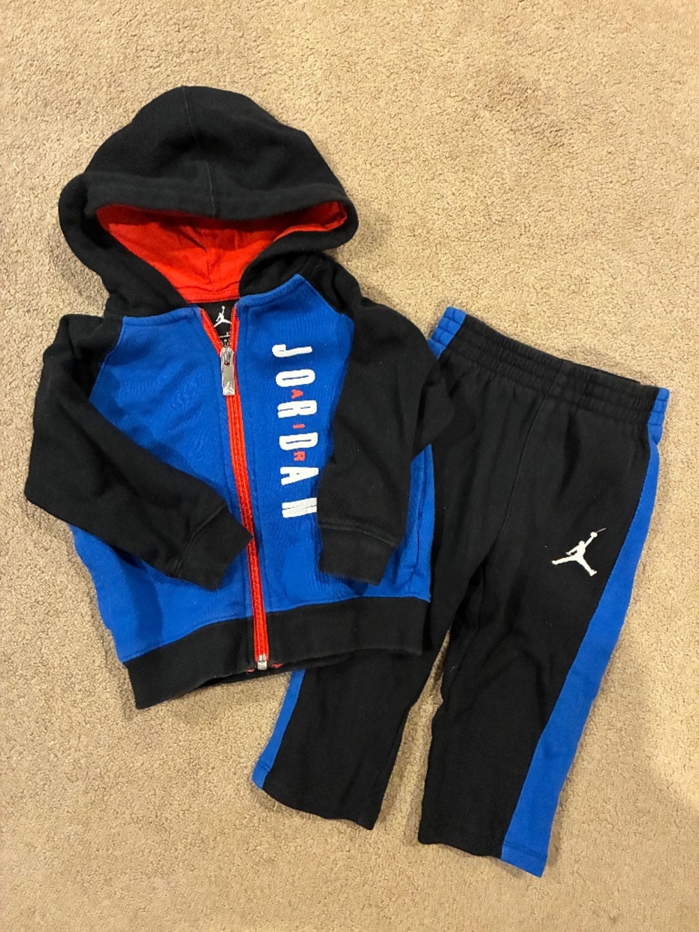 Air Jordon Baby Boy 18M Blue Black Full Zip sweatsuit hoodie and pants